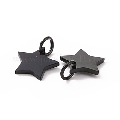 304ステンレススチールチャーム  スター  電気泳動黒  10x10.6x1.1mm  穴：4mm&nbsp;STAS-Q201-T461B