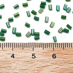 1.8カットガラスシードビーズ  六角  trans.colours虹  濃い緑  サイズ：直径約37500mm  約[1]個/ポンド&nbsp;CSDB167B