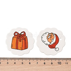 クリスマステーマの紙プリントギフトタグ100個  ラウンド  ホワイト  4x0.04cm&nbsp;CDIS-H007-04