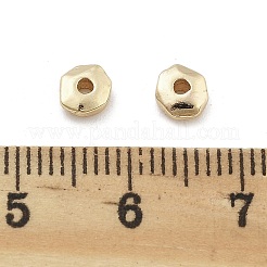 真鍮ビーズ  フラットラウンド  14KGP本金メッキ  4.5x5x2mm  穴：1.5mm&nbsp;KK-M306-02G