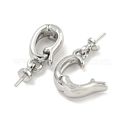 真鍮ヒートンキャップ  カドミウムフリー＆ニッケルフリー＆鉛フリー  プラチナ  15x3.5mm  穴：5mm  ピン：0.5mm&nbsp;KK-Q820-04P