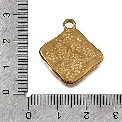 304ステンレスペンダント  蓮のチャームが付いた、槌目模様の菱形  イオンプレーティング（ip）  18KGP本金メッキ  25x23x2.5mm  穴：3mm&nbsp;SA-CBA7C25-02D-G