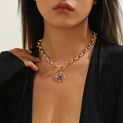合金製カプリブルーラインストーン太陽と星のペンダントネックレス（OTクラスプ付き）女性用  ゴールドカラー  16.14インチ（41cm）&nbsp;WGE6492-01
