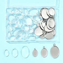 DIY 楕円形 304 ステンレス ペンダント 作成キット  ステンレス鋼色  14~25x10~18x3~5mm  3スタイル  12個/スタイル  36pc&nbsp;DIY-FS0008-29