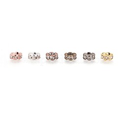 真鍮製ラインストーンスペーサービーズ  グレードAAA  ウェーブエッジ  ロンデル  クリスタル  ミックスカラー  8x3.8mm  穴：1.5mm  120個/箱&nbsp;RB-JP0002-08