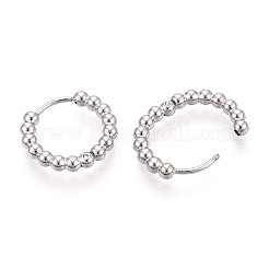 女性用304ステンレスフープピアス  リング  ステンレス鋼色  15x2.5mm&nbsp;EJEW-N059-20P