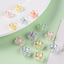 透明なアクリルビーズ  二層ビーズ  ABカラー  花  ミックスカラー  12x12.5x6mm  穴：2.5mm&nbsp;X-TACR-S152-06B