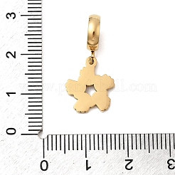 304 ステンレススチール カラフル エナメル ヨーロピアン ダングル チャーム  大きな穴のペンダント  イオンプレーティング（ip）  ゴールドカラー  24mm  穴：4.5mm&nbsp;STAS-D153-01B-G