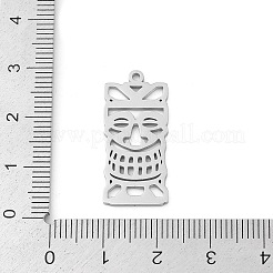 304ステンレスペンダント  ティキマスクチャーム  レーザー切断  変色防止  ステンレス鋼色  27.5x12.5x1.5mm  穴：1.5mm&nbsp;STAS-U041-03D-P