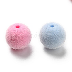 フロッキーアクリルビーズ  ラウンド  ミックスカラー  14x13.5mm  穴：2mm&nbsp;OACR-T005-27-14mm