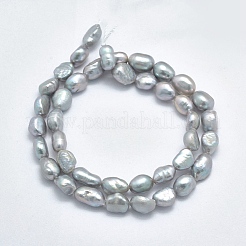 天然養殖淡水パールビーズ連売り  染め  オーバル  濃いグレー  8~10.5x6~8mm  穴：0.8mm  約39個/連  13.58インチ&nbsp;PEAR-K003-17