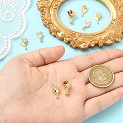 8個 4スタイル 真鍮マイクロパヴェクリアキュービックジルコニアチャーム  カクテル  18KGP本金メッキ  10~15x7.5~10x4~8mm  穴：1.2~3mm  2個/スタイル&nbsp;KK-CJ0002-99