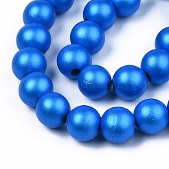 塗られた天然木のビーズ連売り  ラウンド  ドジャーブルー  15~16x14~15mm  穴：3.5~4.5mm  約25個/連  14.25インチ〜14.33インチ（36.2cm〜36.4cm）&nbsp;WOOD-S053-58B