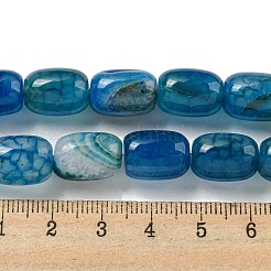 天然石ドラゴンアゲート瑪瑙ビーズ連売り  染め＆加熱  コラム  ドジャーブルー  13.5x10~10.5mm  穴：1mm  約28個/連  15.16''（38.5センチメートル）&nbsp;G-A223-D11-01C