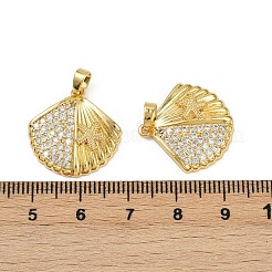 真鍮製マイクロパヴェキュービックジルコニアペンダント  ヒトデの殻の形  18KGP本金メッキ  20x20x4mm  穴：4.5x2.3mm&nbsp;X-KK-C093-07G