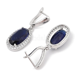女性用真鍮パヴェキュービックジルコニアオーバルスタッドピアス  プラチナ  ミックスカラー  35x11.5mm&nbsp;EJEW-I304-24P