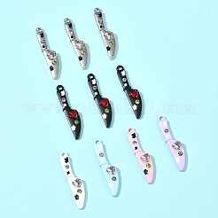 10個の合金ペンダント  ナイフ  ラインストーン付き  スプレー塗装  ミックスカラー  44x10x10mm  穴：3mm&nbsp;ALRI-FS0001-11A
