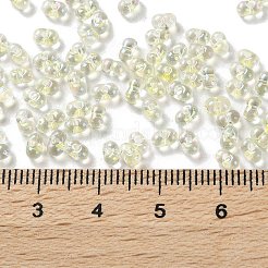 ABカラーメッキガラスシードビーズ  透明色の虹  ピーナッツ  シャンパンイエロー  4~4.5x2~2.5x2~2.5mm  穴：0.8~0.9mm  約10000個/ポンド&nbsp;SEED-L011-06B-05