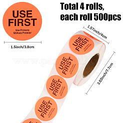 紙粘着ラベルステッカー500枚  単語が最初に使用される平らな丸  トマト  77x40mm&nbsp;STIC-WH20010-25B
