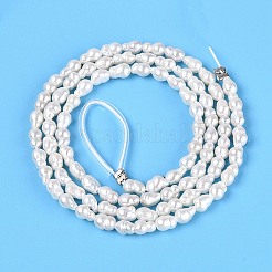 天然有核パールビーズ連売り  けし真珠  ライス  乳白色  2~8x2~3.5mm  穴：0.5mm  約69~108個/連  15.16~15.55インチ（38.5~39.5cm）&nbsp;PEAR-N012-02O-01