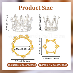 4種類のスタイルのクラウン合金装飾品2個  教会の装飾用  ラインストーン＆模造パール付き  ゴールデン＆シルバー  33.5~37x45.5~57x39.5~57mm  1pc /カラー&nbsp;DJEW-OC0001-54