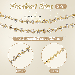 S字型のガラスラインストーンと鉄カップチェーン  ゴールドカラー  9x4.6mm  約1ヤード(90~94cm)/個&nbsp;DIY-WH20032-25G-01