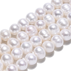 天然養殖淡水パールビーズ連売り  ポテト  ホワイト  9~10mm  穴：0.5mm  約38個/連  14.57インチ（37cm）&nbsp;PEAR-S001-9-10mm-3