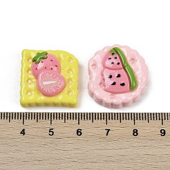 オペーク樹脂カボション  フルーツサンドイッチビスケット  ミックスカラー  21~22x21~23x8.5~10mm&nbsp;RESI-K043-16