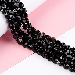 天然石ゴールデンシーンオブシディアンビーズ連売り  ポリゴン  多面カット  7x8mm  穴：1mm  約49個/連  15.55''（39.5センチメートル）&nbsp;G-C229-01B