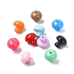50個の不透明なアクリルビーズ  キノコ  ミックスカラー  13.5x13.5mm  穴：1.8mm&nbsp;OACR-CJ0002-65