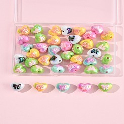 40 個の UV メッキアクリルビーズ  虹色の  ハートやちょう結び  ミックスカラー  15x17.5x14.5mm  穴：2.2mm&nbsp;PACR-FS0001-08