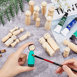 18個 9スタイル 未完成木製ペグ人形ディスプレイ装飾  絵画工芸アートプロジェクト用  ベージュ  15~21.5x34~71mm  2個/スタイル&nbsp;WOOD-FH0002-08