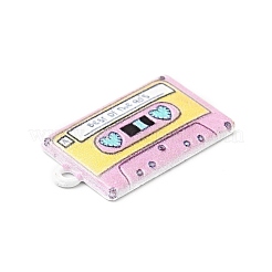プリント合金ペンダント  カセットテープ  プラチナ  ピンク  25.5x14.5x2.5mm  穴：1.6mm&nbsp;FIND-B012-01C
