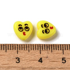 不透明なアクリルビーズ  表情のあるハート  きいろ  8.5x8.5x4mm  穴：1.4mm&nbsp;MACR-S377-01B