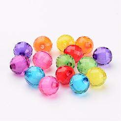 混合色透明なアクリル多面カットラウンドビーズ  二層ビーズ  12mm  穴：2mm&nbsp;X-TACR-S086-12mm-M