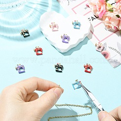 10本5色合金エナメルチャーム  ゴールドカラー  ミシンのチャーム  ミックスカラー  13x12.5x4mm  穴：1.6mm  2個/カラー&nbsp;ENAM-CJ0007-55