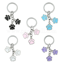 合金エナメルキーホルダー  合金スプリットキーリング付き  犬の足跡  ピンク  7.1cm&nbsp;KEYC-YW00010-01