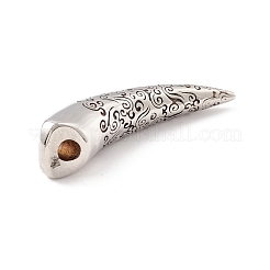 304ステンレスペンダント  犬歯  アンティークシルバー  44x10x9.9mm  穴：4mm&nbsp;X-STAS-M299-16AS