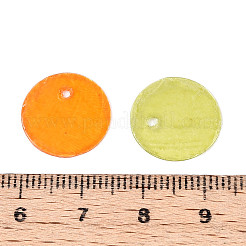 スプレー塗装された天然カピス貝のディスクチャーム  ミックスカラー  15x0.5~1mm  穴：1.2~1.5mm&nbsp;BSHE-T014-02M