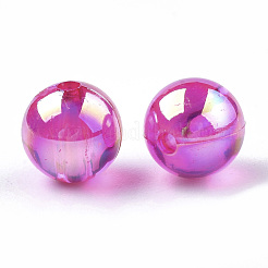透明プラスチックビーズ  ABカラーメッキ  ラウンド  フクシア  8mm  穴：1.8mm  2000個/ 500g&nbsp;OACR-S026-8mm-12
