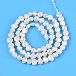 天然養殖淡水パールビーズ連売り  ナゲット  乳白色  4~5x4~6x2.5~4.5mm  穴：0.4~0.5mm  約75~78個/連  13.98~14.17''（35.5~36センチメートル）&nbsp;PEAR-T006-18B