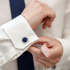 1穴亜鉛合金ラインストーンシャンクボタン  服飾材料  花  モンタナ州  20x10mm  穴：1mm  20個/箱&nbsp;DIY-GA0003-59A