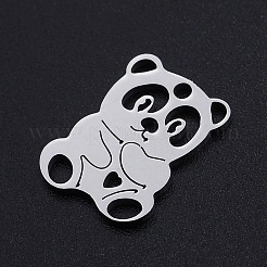 変色しない201ステンレススチールペンダント  パンダ  ステンレス鋼色  16x12x1mm  穴：1.5mm&nbsp;STAS-N090-JN863-1