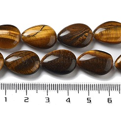 天然石タイガーアイビーズ連売り  フラットティアドロップ  17.5~18x13~13.5x6mm  穴：1.2~1.4mm  約11個/連  7.56''（19.2センチメートル）&nbsp;G-P528-L08-01