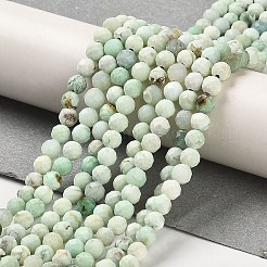 天然石グリーンオパールビーズ連売り  多面カット  ラウンド  4~4.5x4~5mm  穴：0.7mm  約90~94個/連  15.35''（39~39.5センチメートル）&nbsp;G-Z035-A02-03C