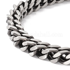 304ステンレススチールロープチェーンブレスレット男性用女性用  アンティークシルバー  8-1/8インチ（20.5cm）&nbsp;STAS-E001-01AS