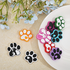 9個 9スタイル 犬の足跡 食品グレード 環境に優しいシリコンフォーカルビーズ  ミックスカラー  24~30x27~29.5x8~8.5mm  穴：2~2.5mm  1個/スタイル&nbsp;SIL-CA0002-80