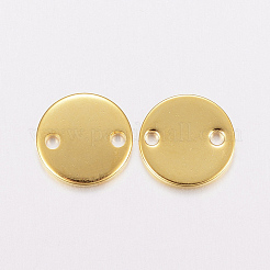 201 ステンレススチールリンクコネクター  フラットラウンド  ゴールドカラー  10x1mm  穴：1.2mm&nbsp;STAS-F162-03G