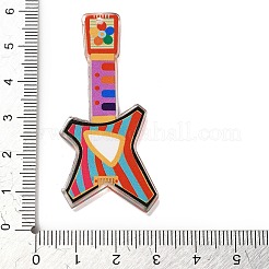 楽器テーマの半透明樹脂製ビッグペンダント  カラフルなギターチャーム  ストライプ  55x25x2.2mm  穴：1.6mm&nbsp;RESI-M037-03B