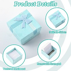 8個 4色 バレンタインデープレゼントパッケージ 厚紙リングボックス  サテンリボンは、外部ちょう結びに  正方形  ミックスカラー  4.1x4.1x2.6cm  2個/カラー&nbsp;CBOX-FS0001-07